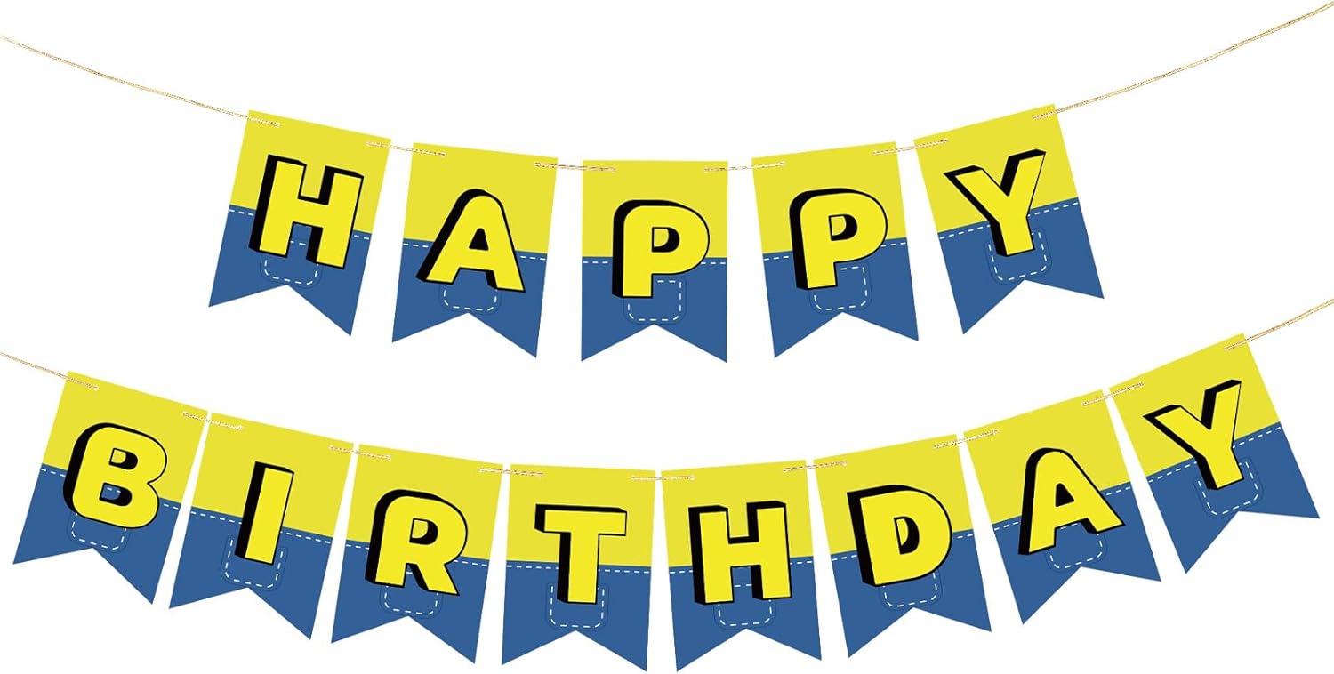 Cartoon Happy Birthday Banner with Fishtail Design