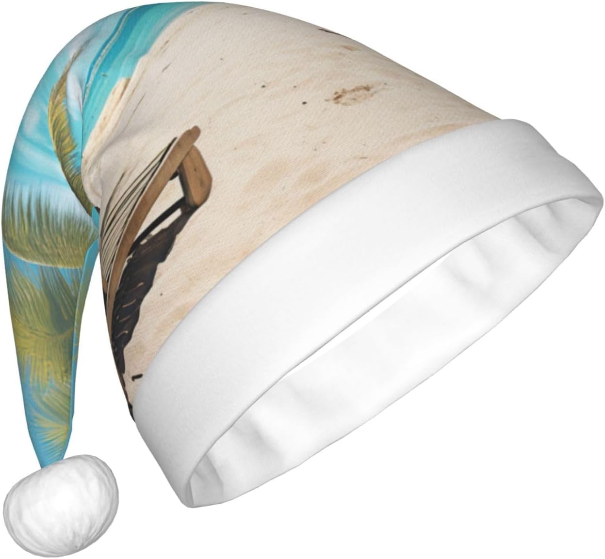 QINZHENG Personalized Santa Hat with Beach Print