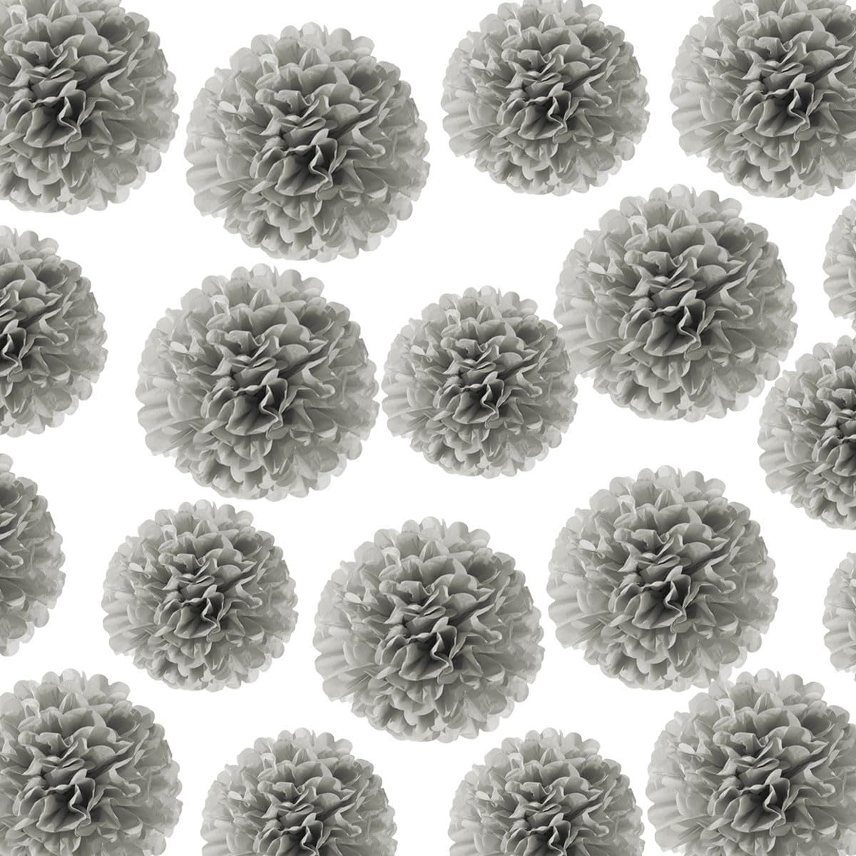 YLYs Love Tissue Pom Poms 20pcs Grey Decor
