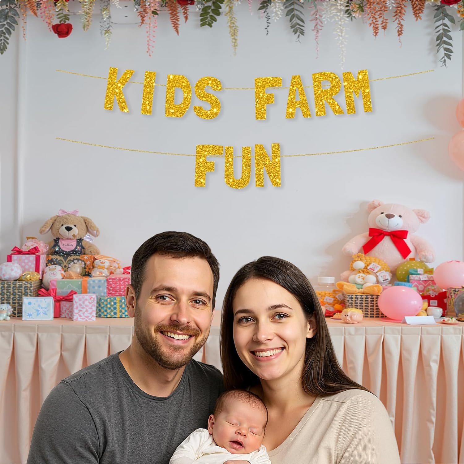 Meowoo Happy Kids Farm Fun Banner Decorations