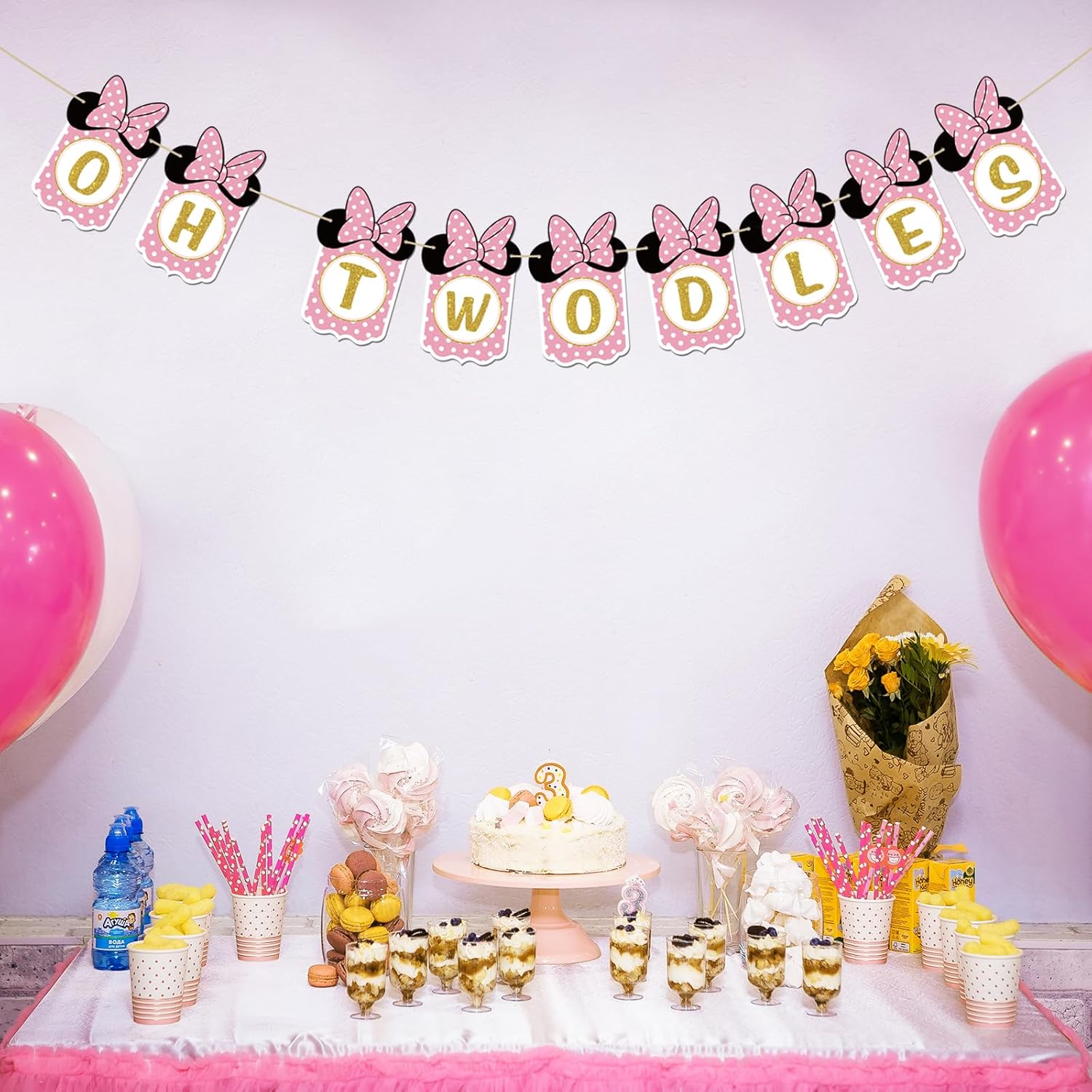 INNORU Oh Twodles Banner 2nd Birthday Decor for Girls
