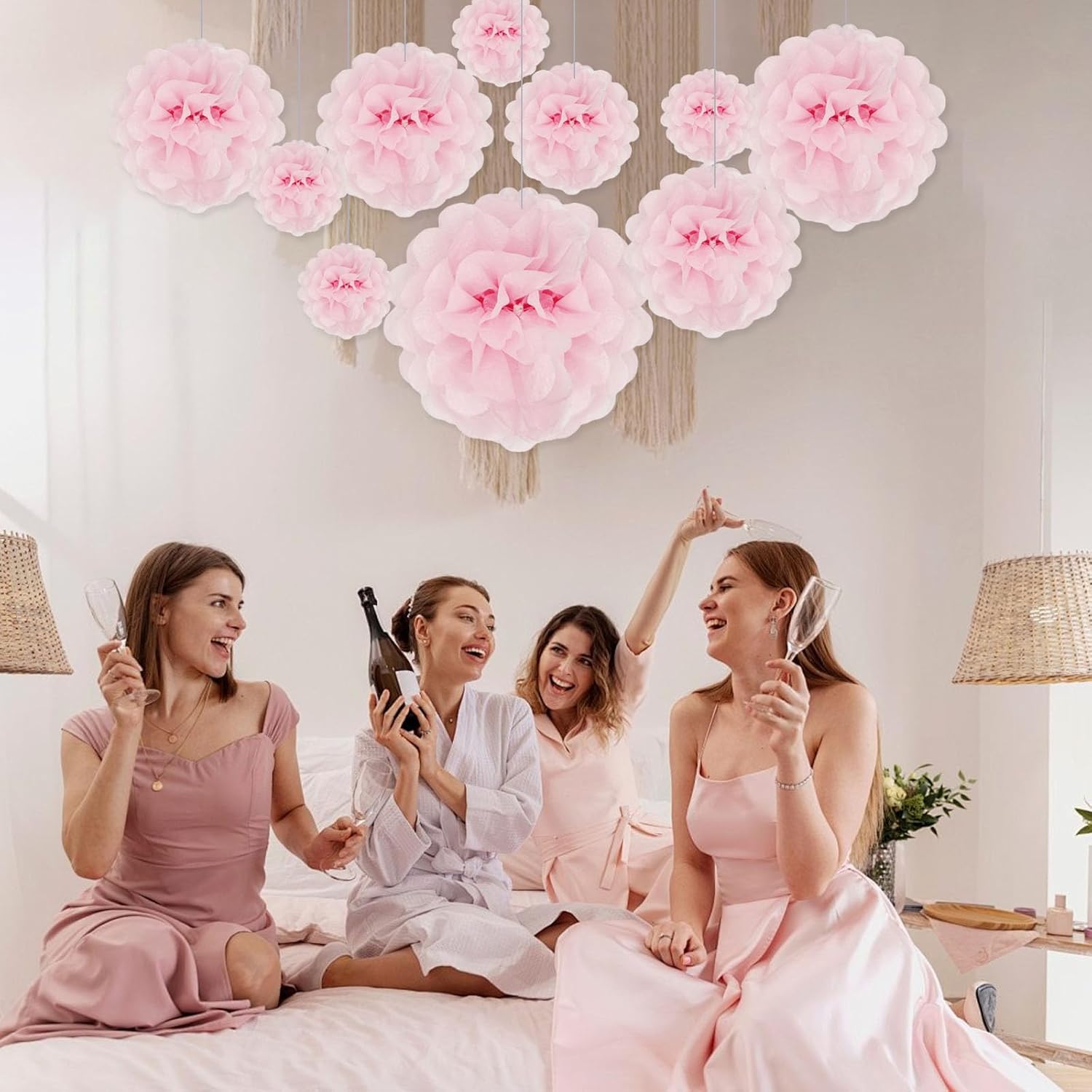 Light Pink Tissue Paper Pom Poms 20 Piece Set