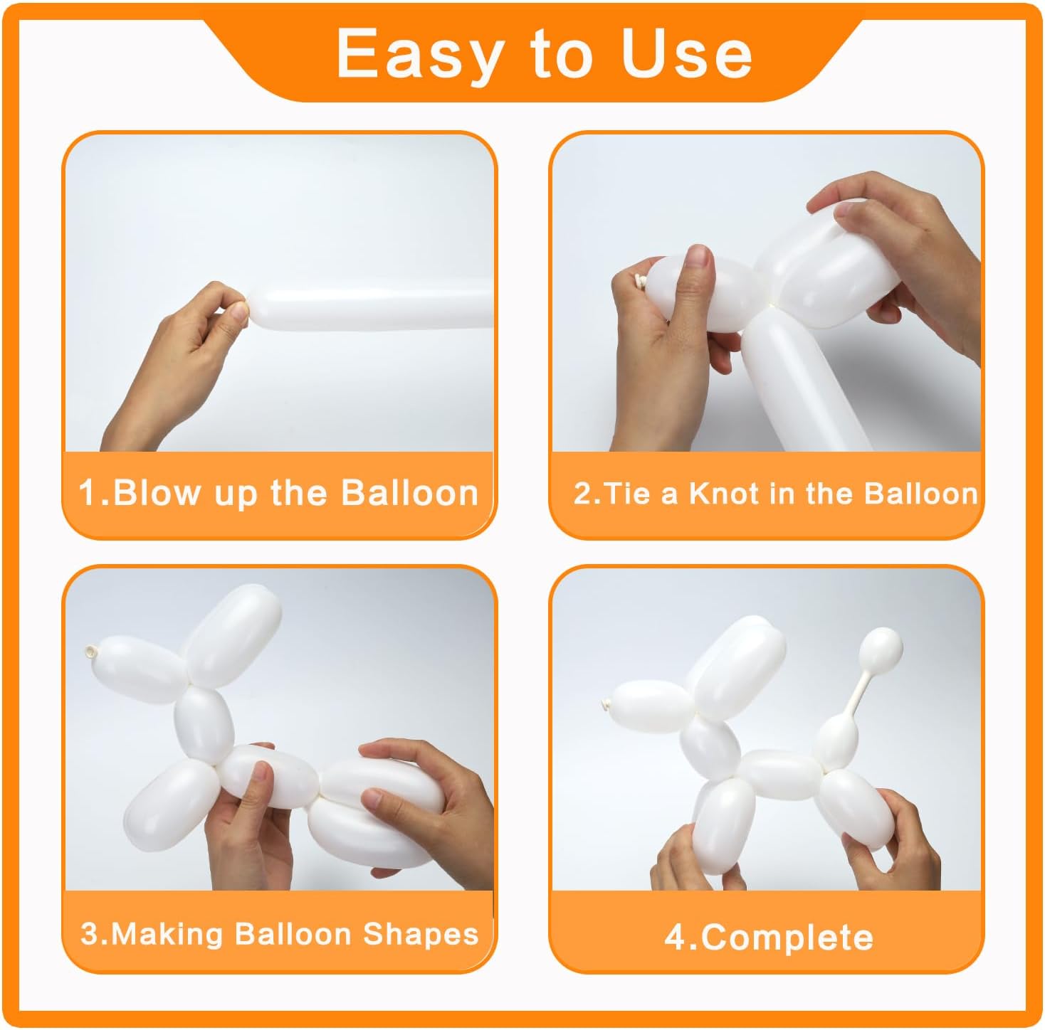 100Pcs White Twisting Animal Balloons for Party Decorations