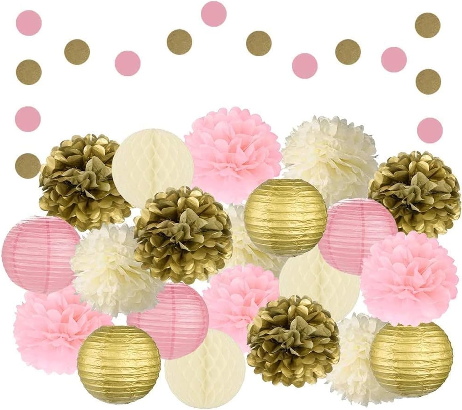EpiqueOne 22 Piece Tissue Paper Pom Poms Party Set