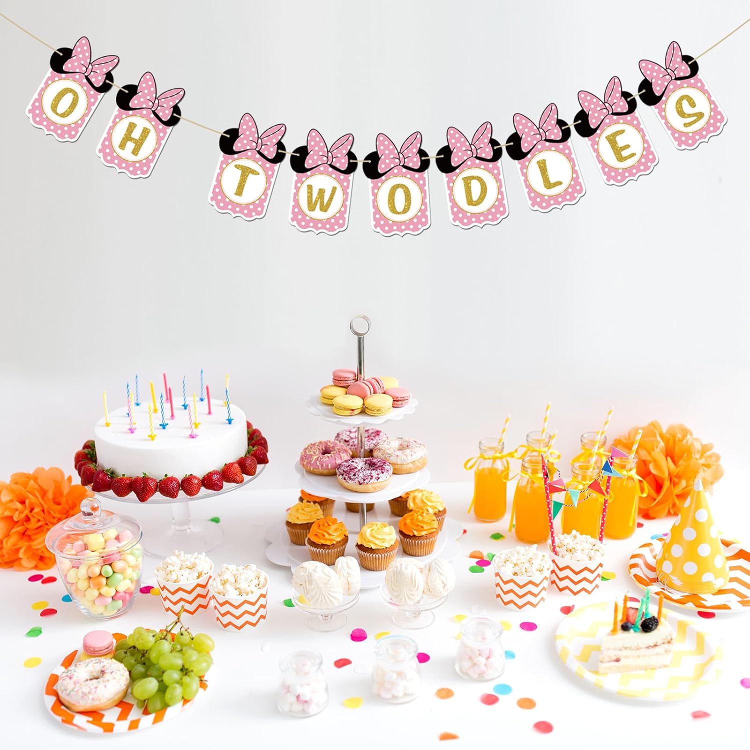 INNORU Oh Twodles Banner 2nd Birthday Decor for Girls