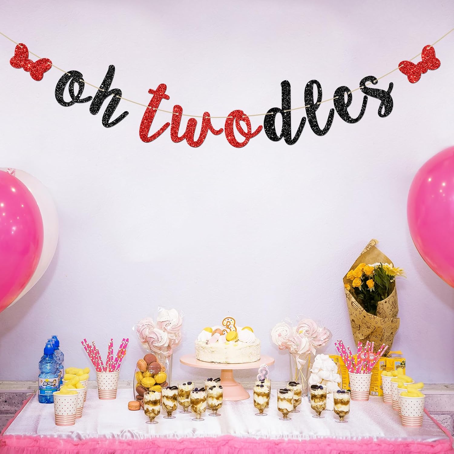 INNORU 2nd Birthday Banner with Glitter Letters