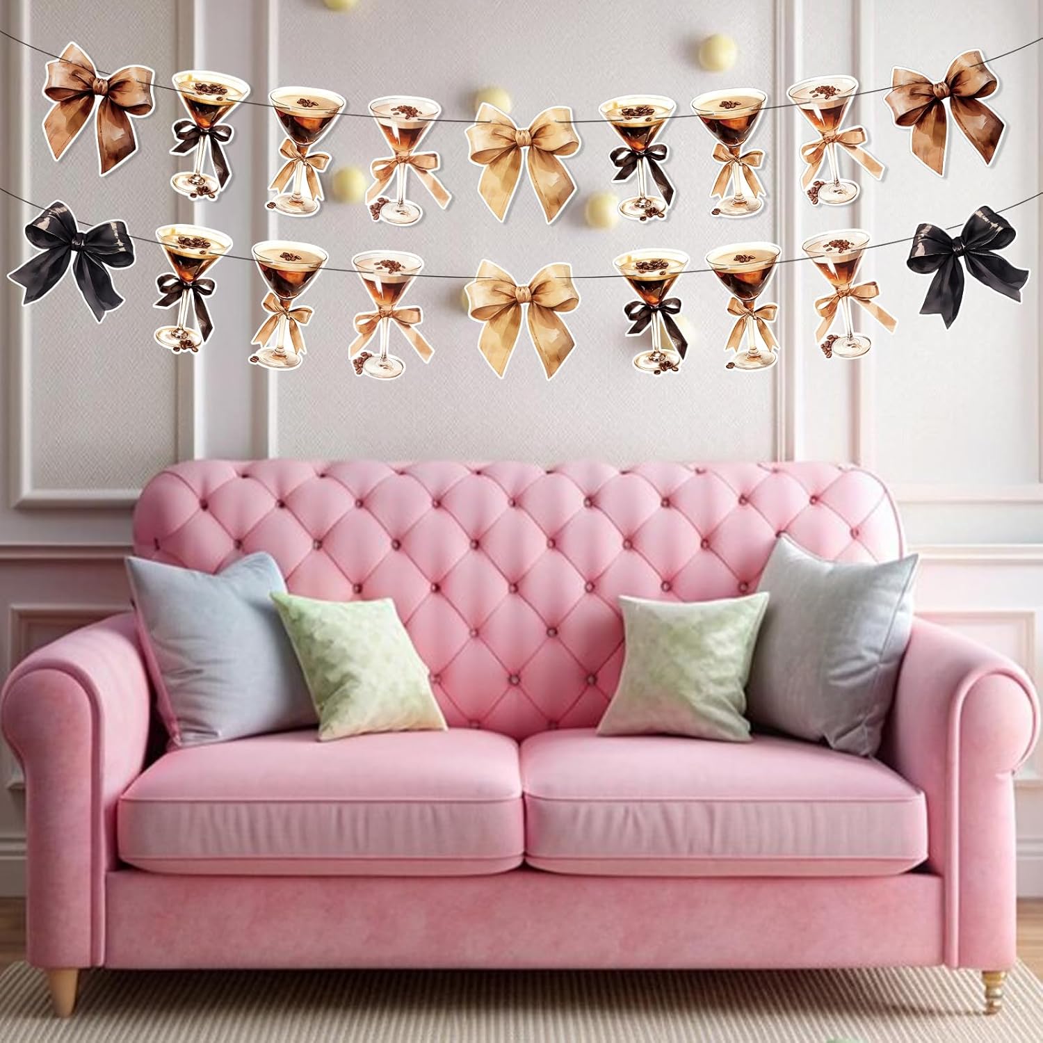 4pcs Bow Martini Party Banner Garland for Espresso Cocktail Theme