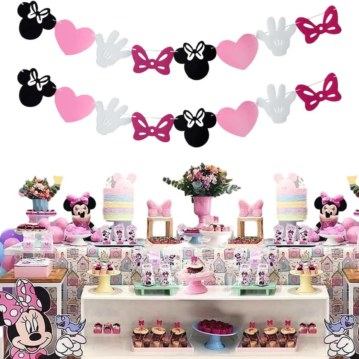 Minnie Themed Felt Garland Birthday Banner Decoration Supplies
