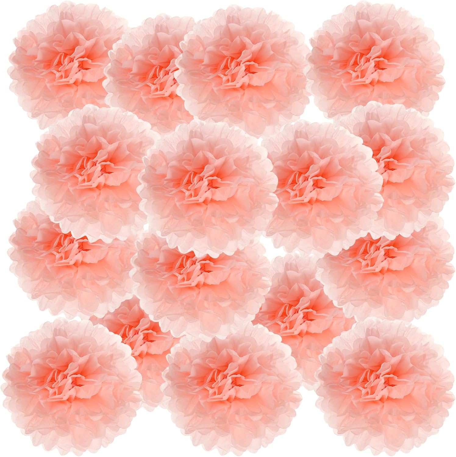 PATIKIL 4 Inch Tissue Pom Poms Flowers 20 Pack Light Orange