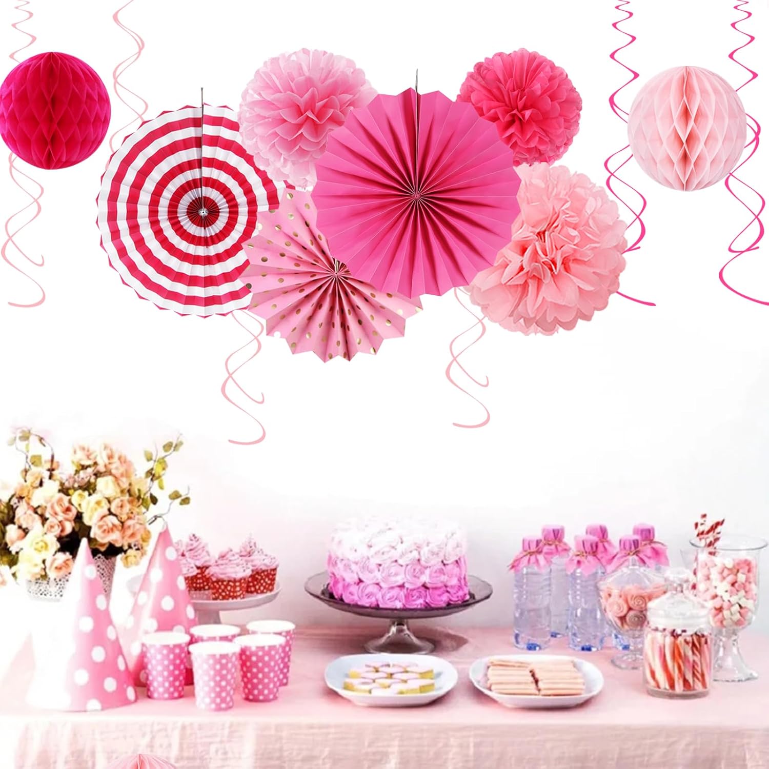 Rose Hot-Pink Party Decorations 20pcs Kit