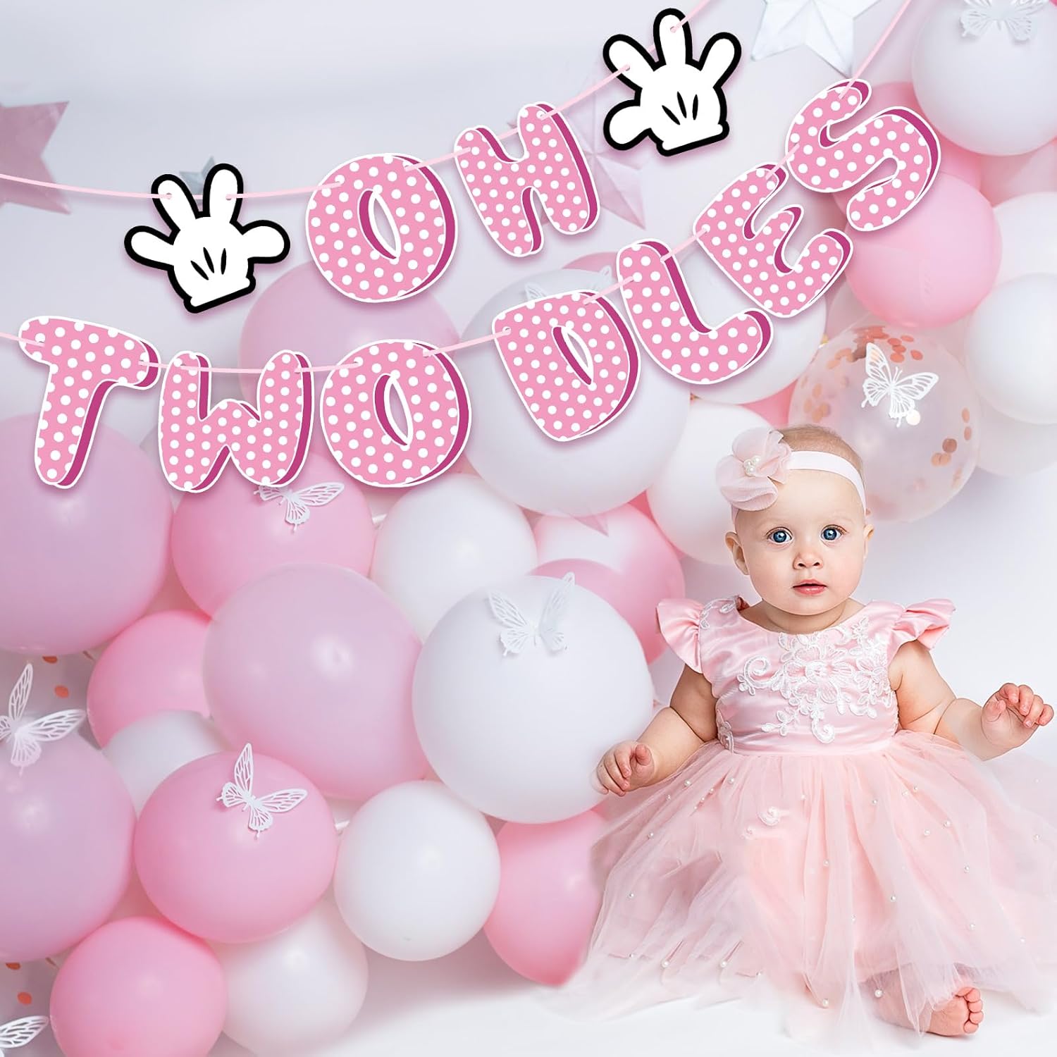 Pink Mouse Oh Twodles Birthday Banner Decorations