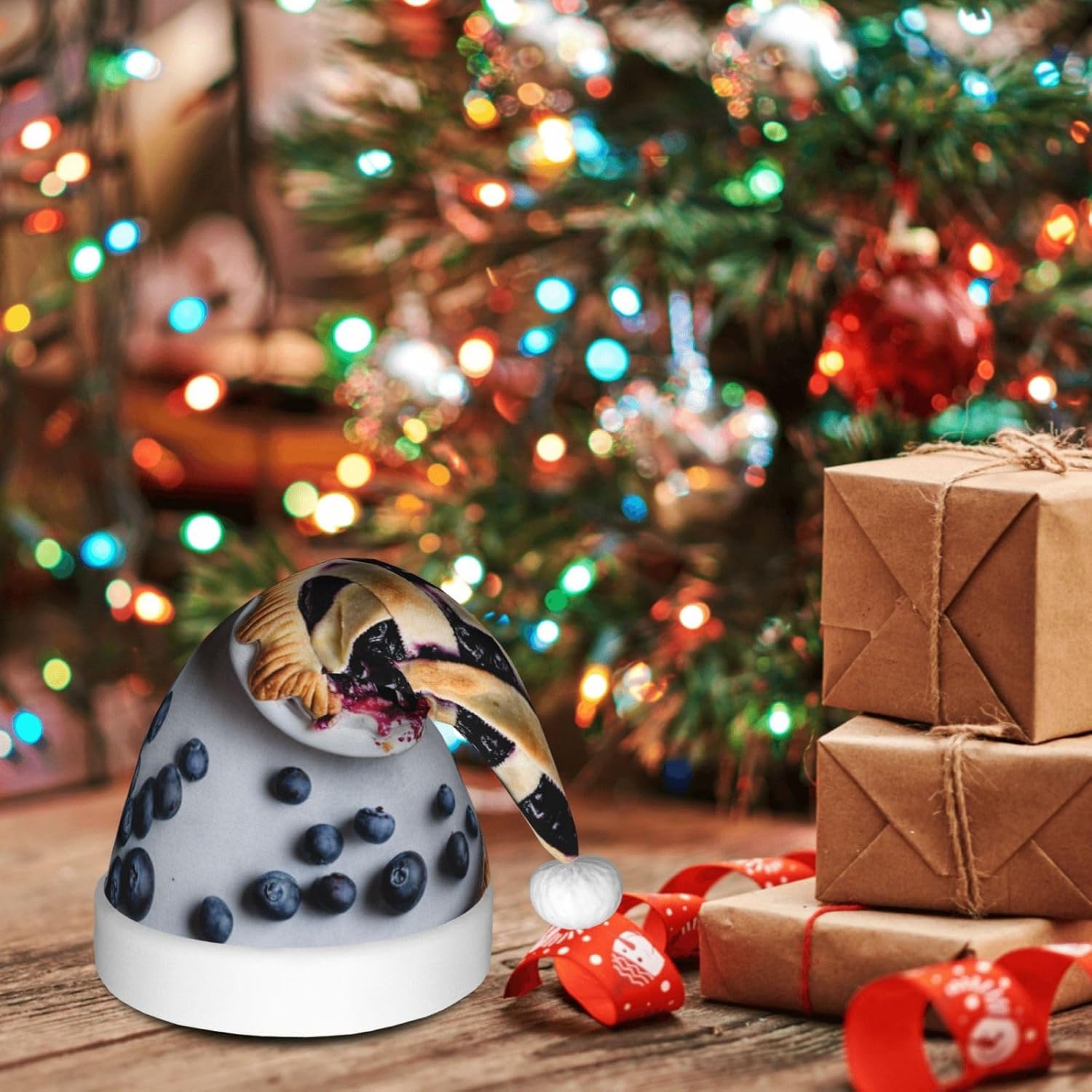 QINZHENG Santa Hat with Blueberry Pie 04 Print