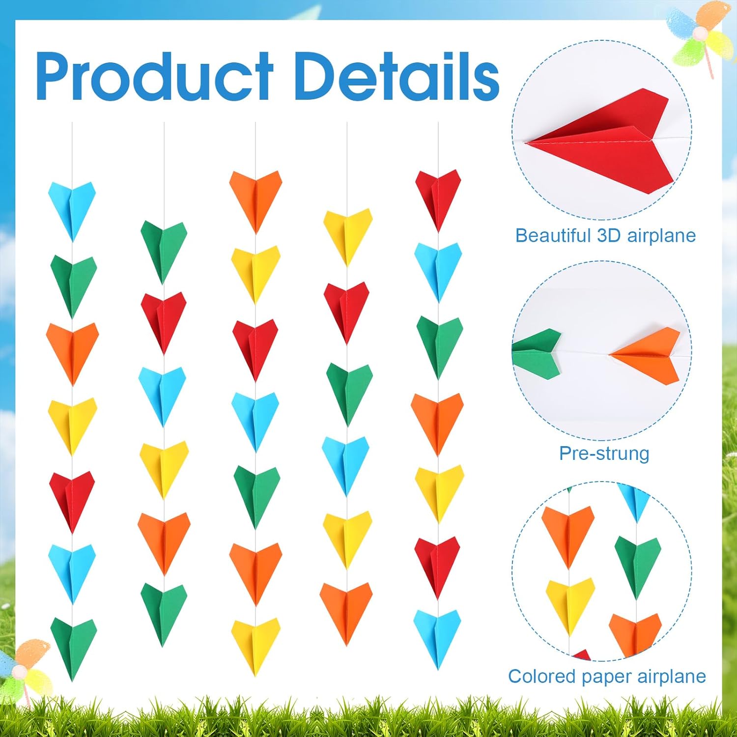 Janlaugh 6 Pcs Airplane Garland Birthday Decorations