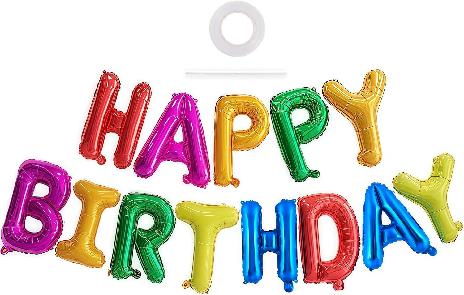 Rainbow Happy Birthday Balloons Banner 16 Inch Decorations