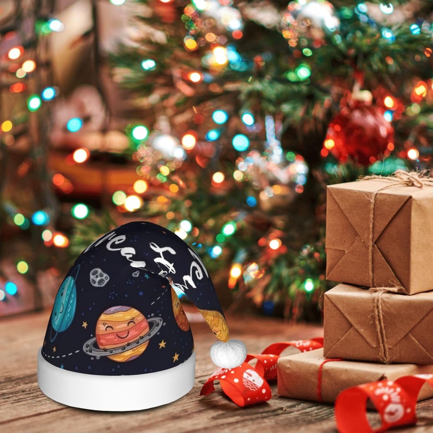 QinZheng Personalized Santa Hat with Planet Print