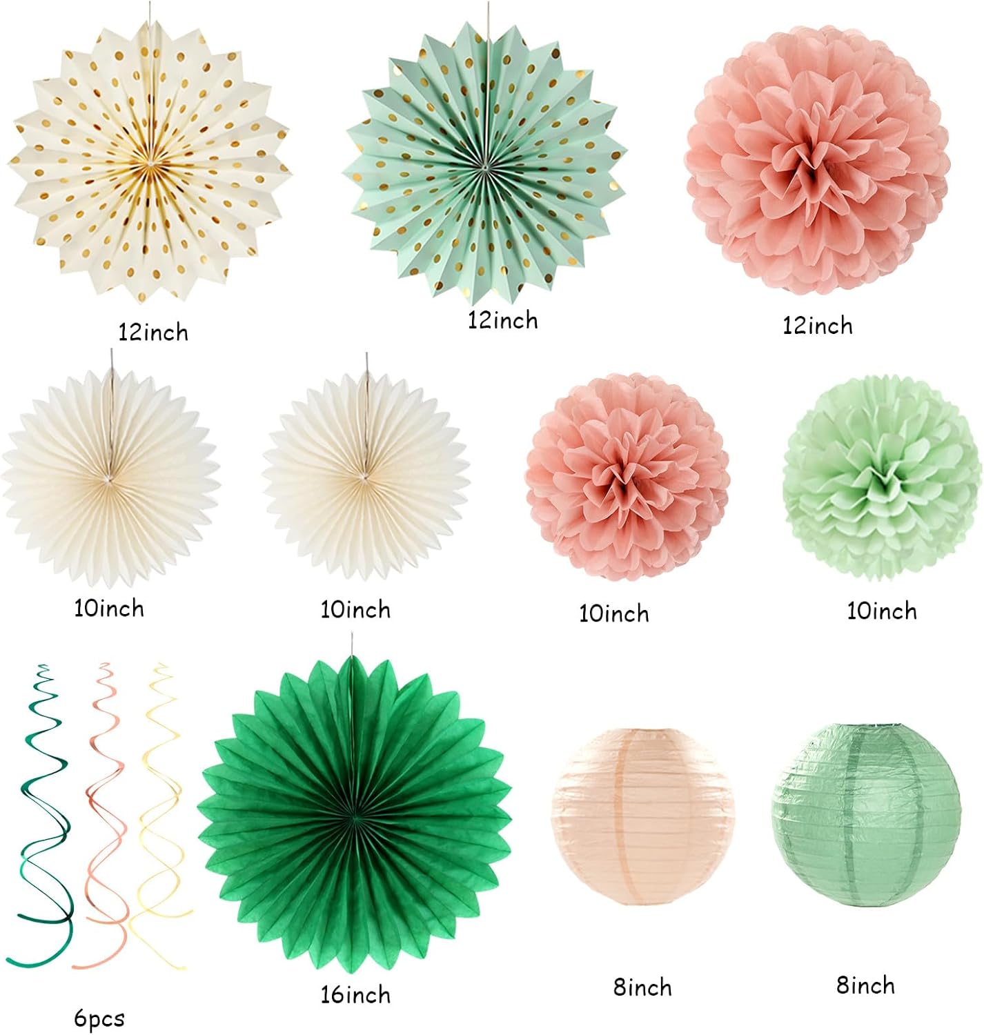Sage Olive Green Pink Beige Boho Decorations 33pcs