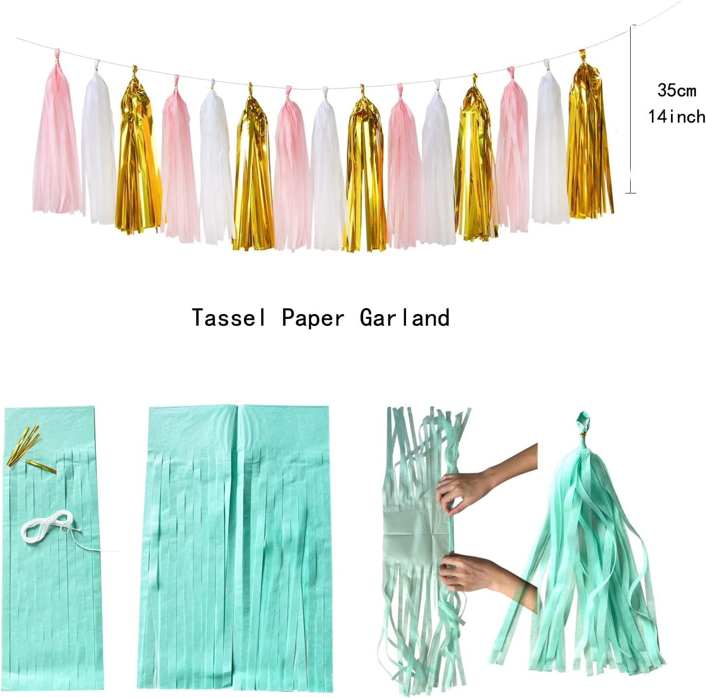 Pink White Gold Girl Birthday Decor Kit 23pcs