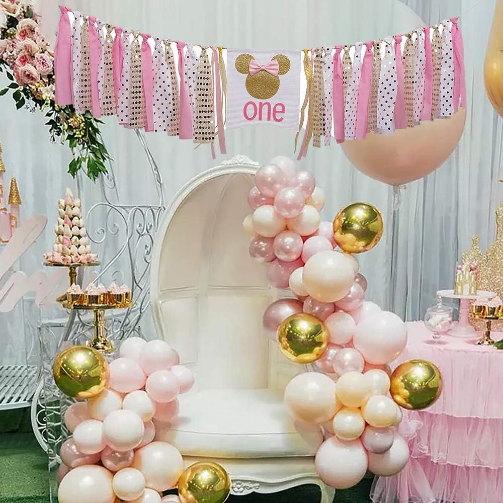 Pink and Gold Minnie Mouse Birthday Banner