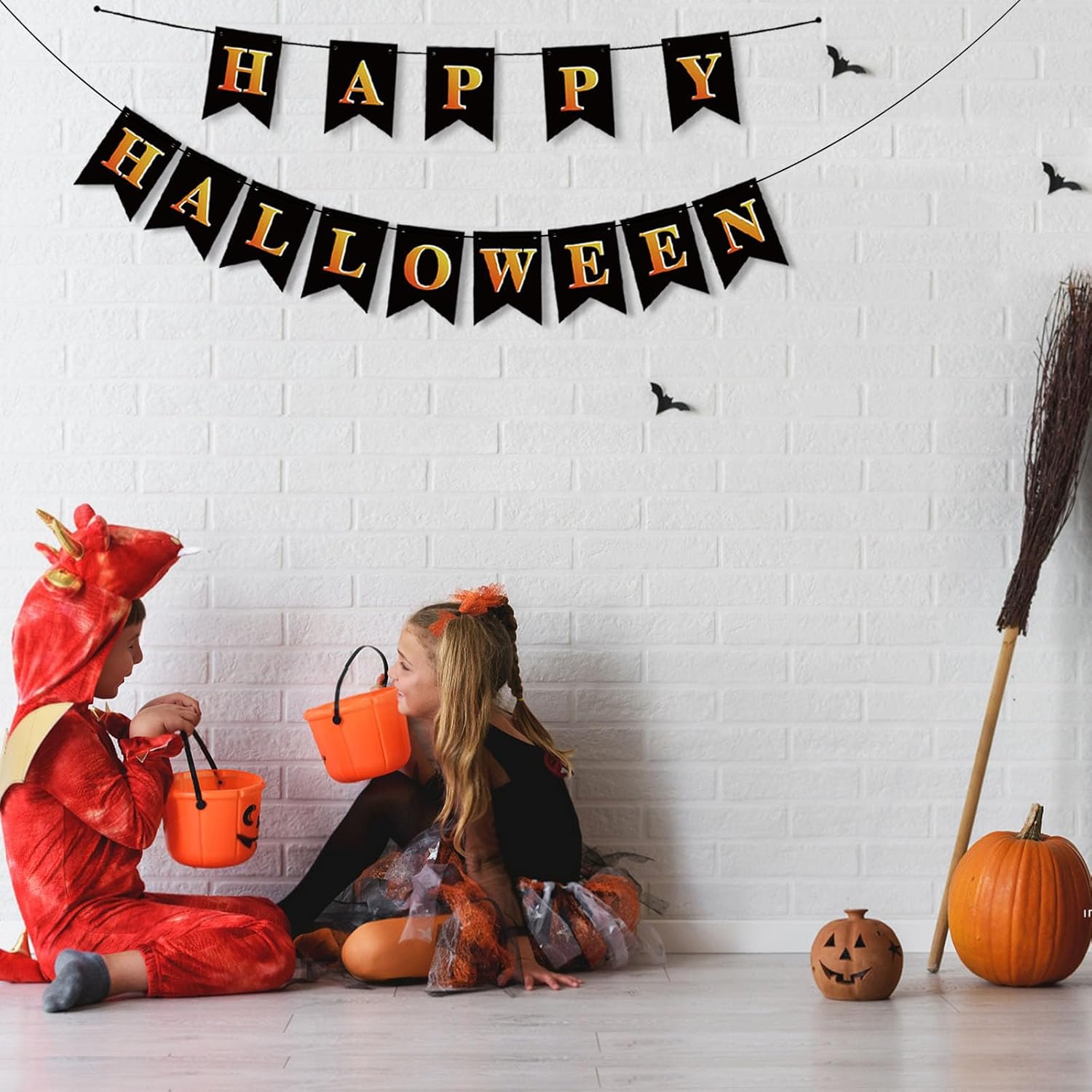 Happy Halloween Black Banner for Party Decorations