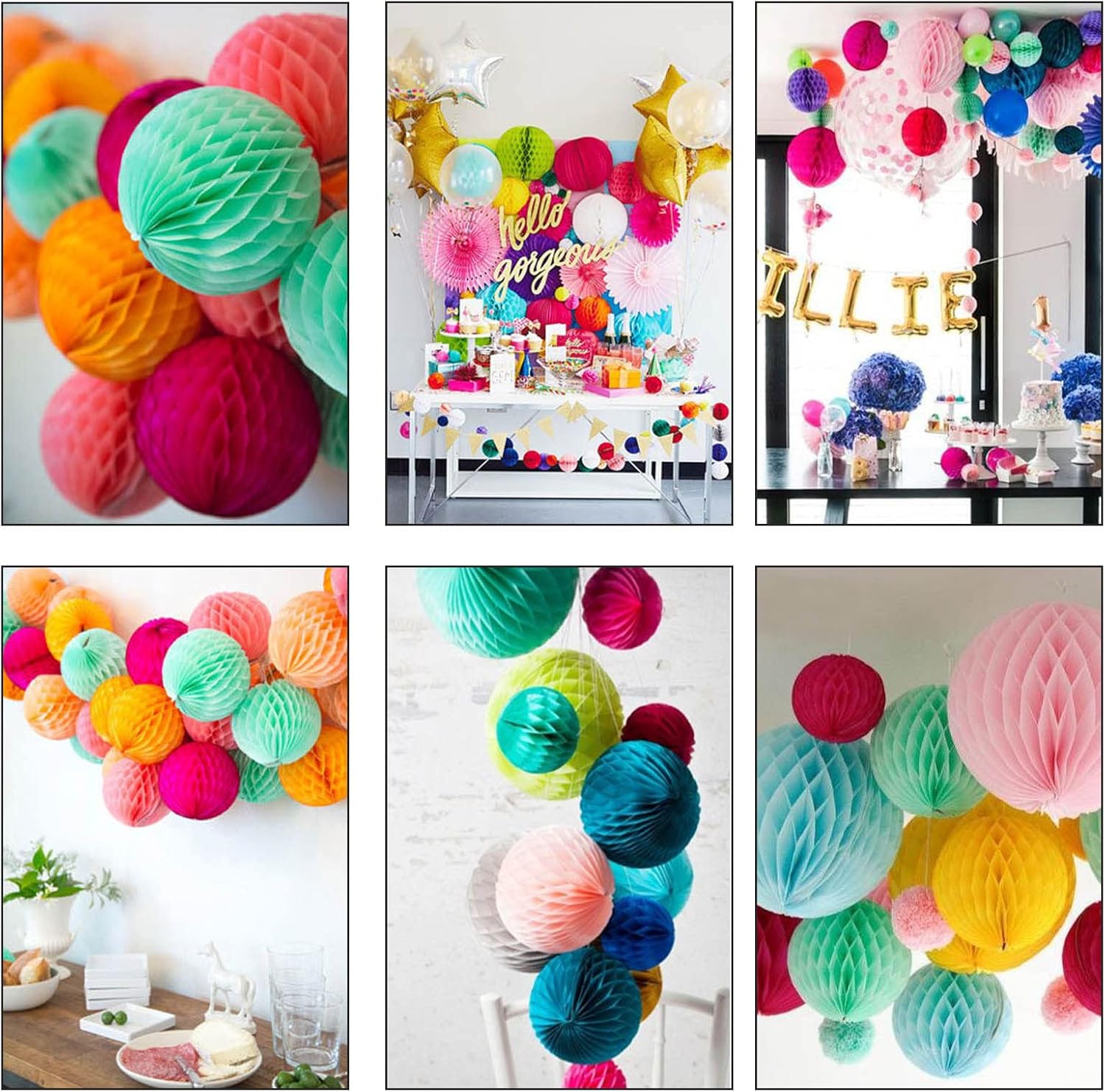 ZOOYOO 12Pcs Honeycomb Ball Decorations Pink Orange
