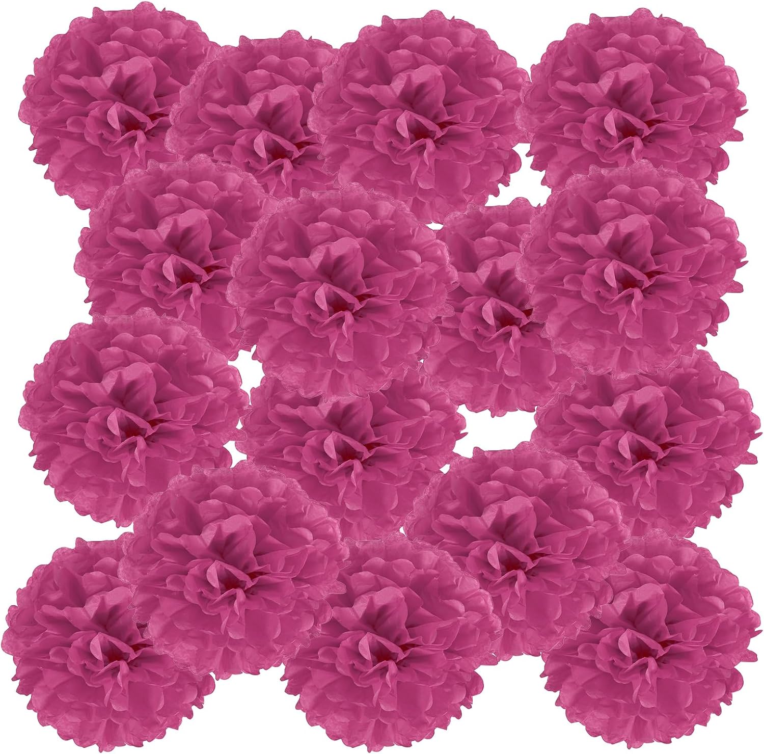 PATIKIL 4 Inch Fuchsia Tissue Pom Poms Flowers 20 Pack