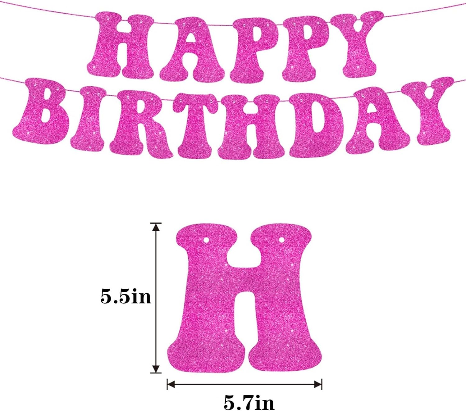 Glitter Hot Pink Birthday Banner for Girls Party