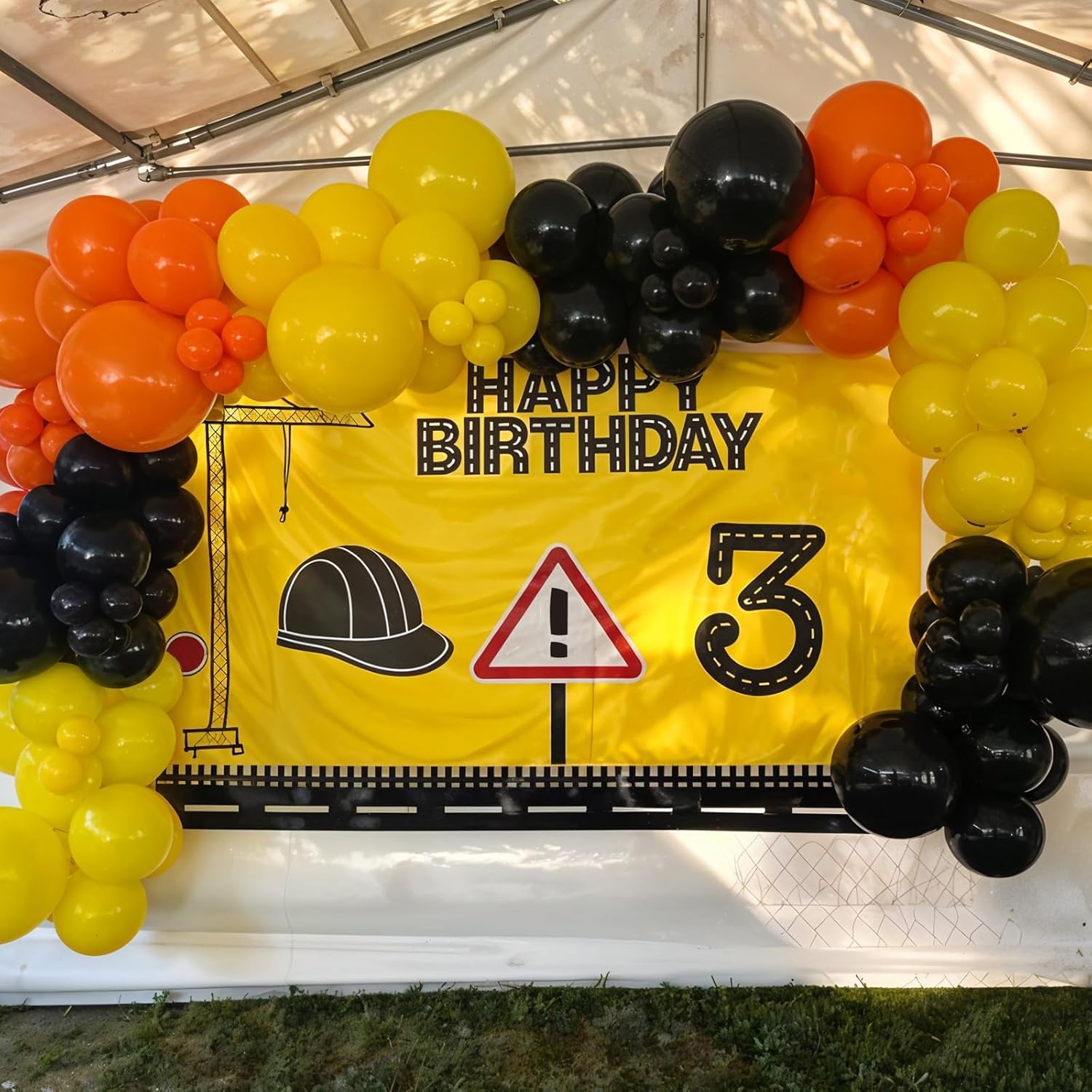 Construction Party Balloon Garland Kit with Truck Foil Balloon