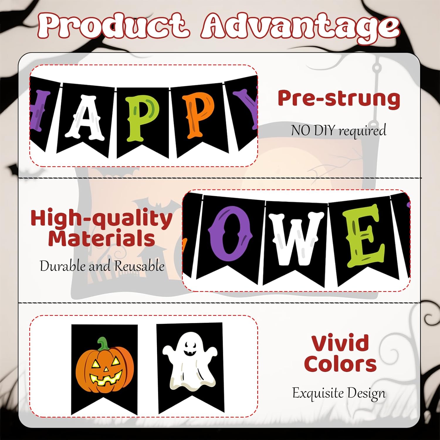 Happy Halloween Banner for Mantle Wall Fireplace Decor