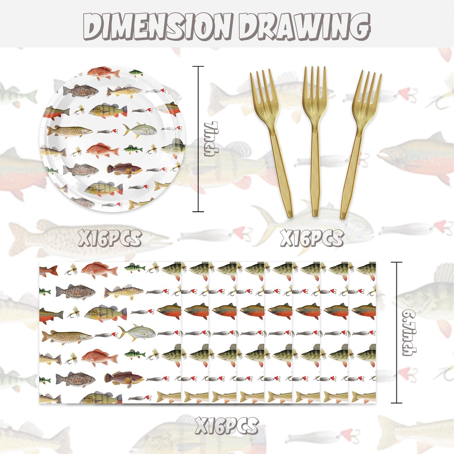 48Pcs GO Fishing Birthday Party Decorations