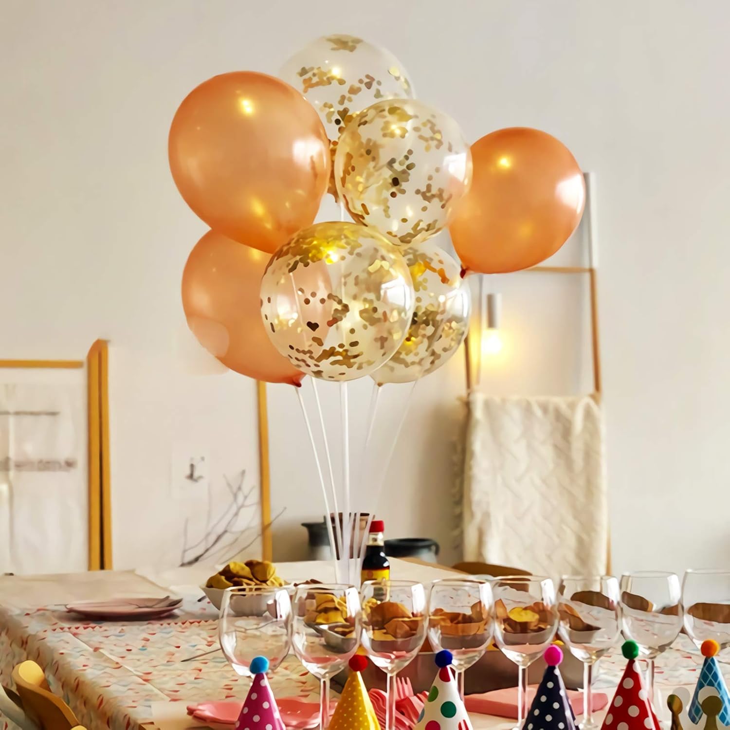 Gold Confetti Balloons 25 Pcs 12 Inch Clear Latex