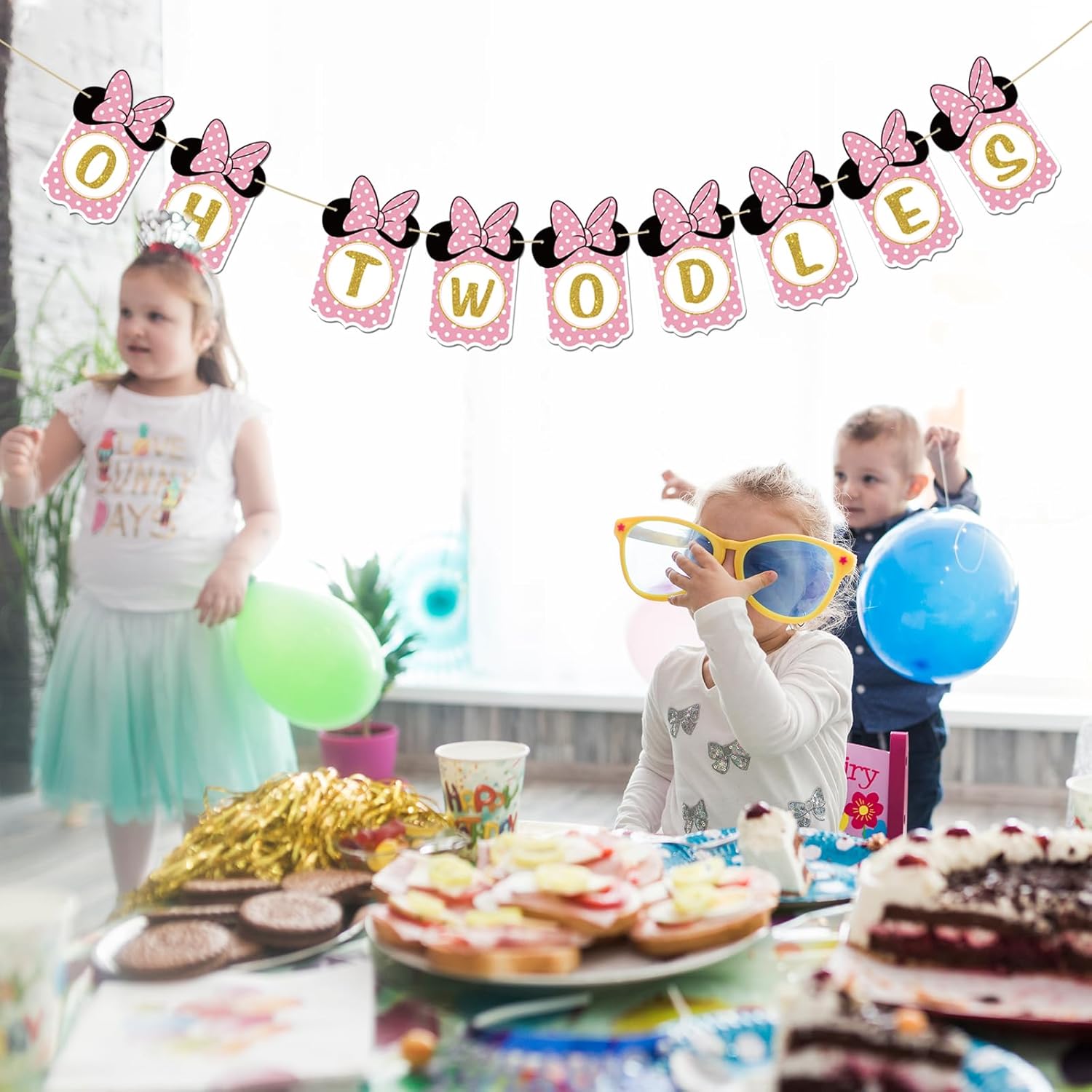 INNORU Oh Twodles Banner 2nd Birthday Decor for Girls