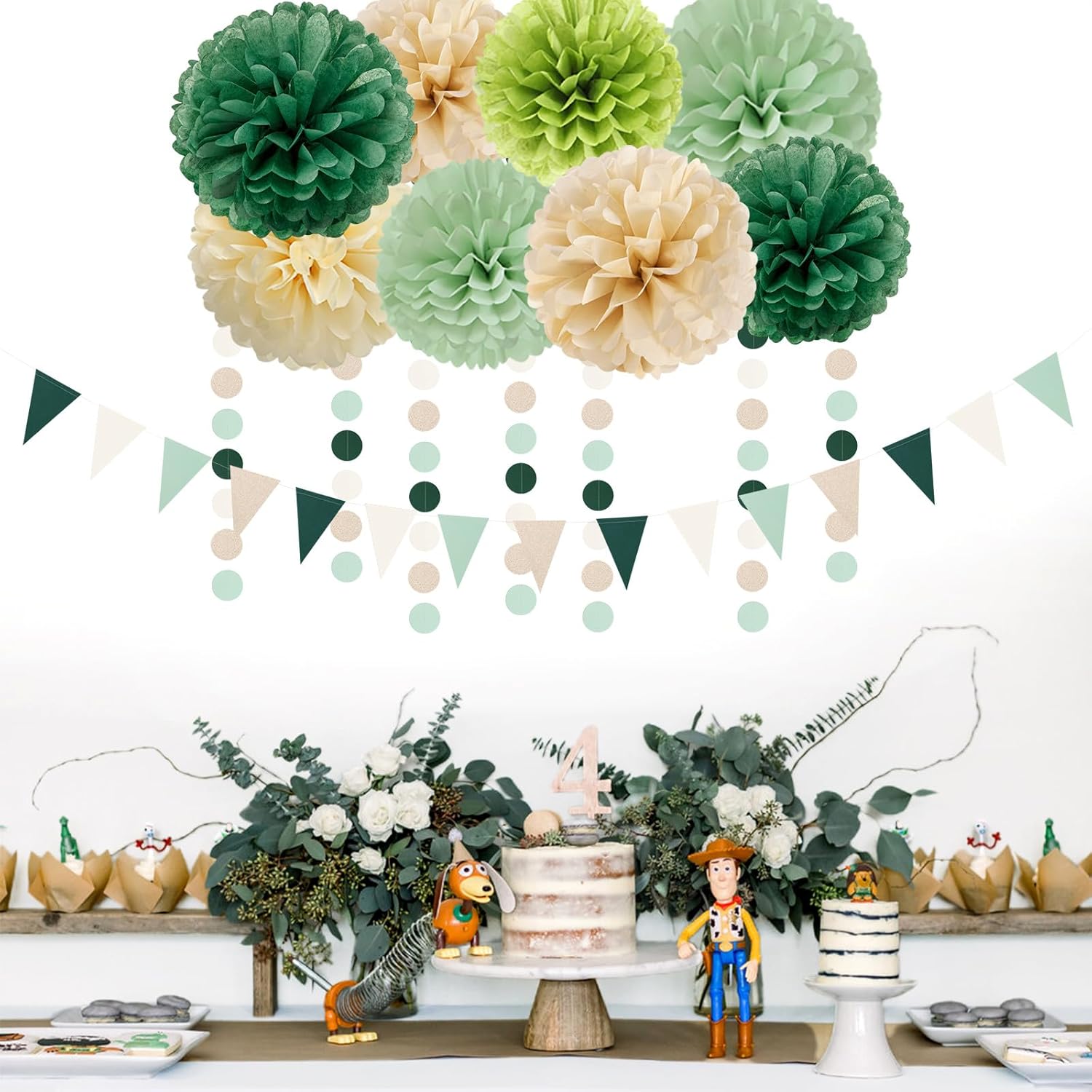 Sage Olive Green Champagne Gold Party Decorations 30pcs