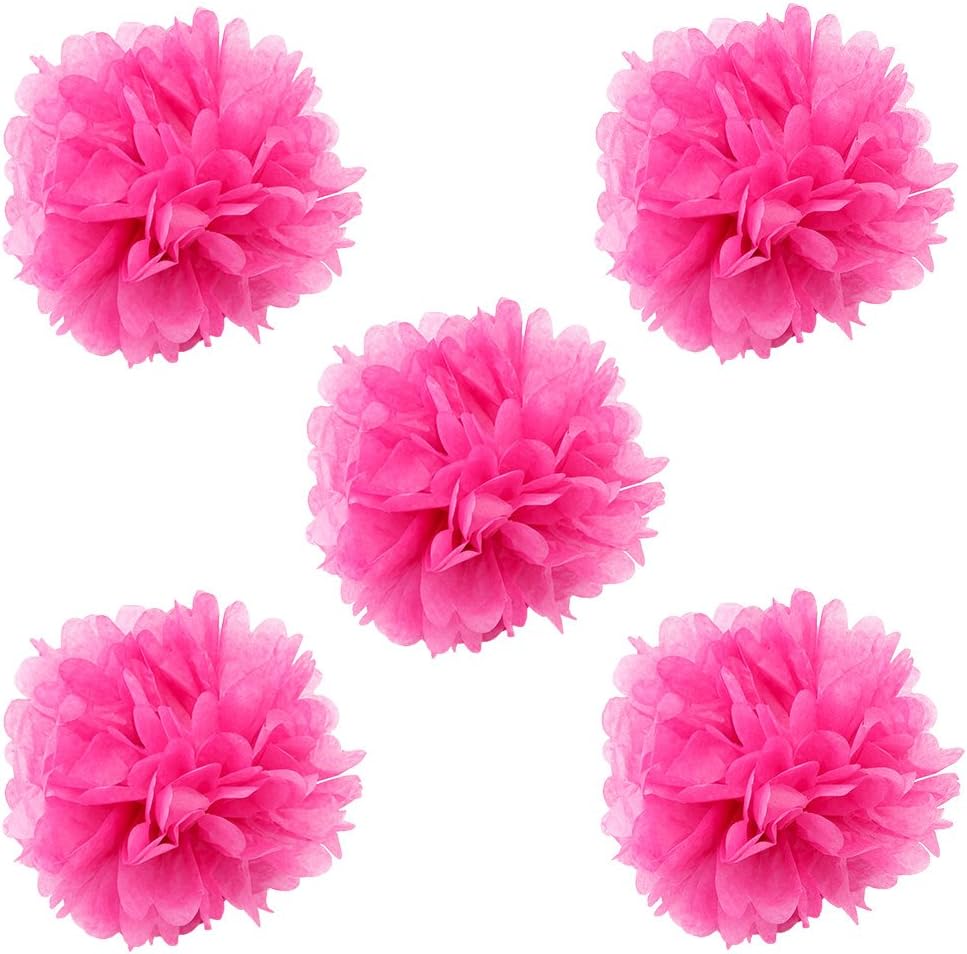 WYZworks 5 Pack Fuchsia Tissue Pom Poms Decorations