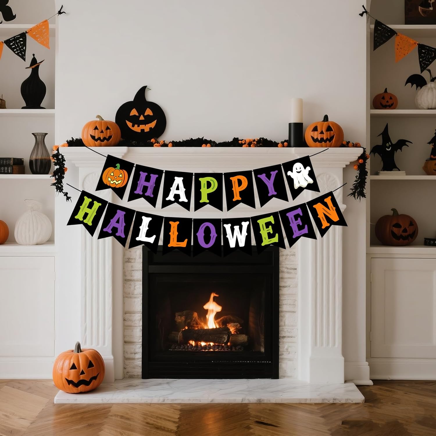Happy Halloween Banner for Mantle Wall Fireplace Decor