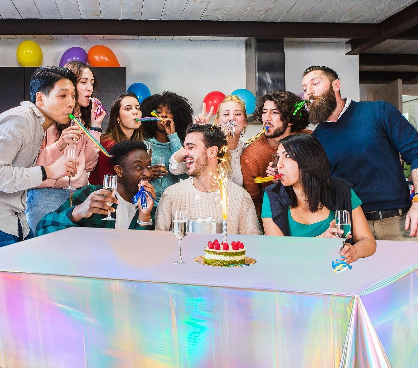 Anllecr 3 Pack Holographic Tablecloths for Parties