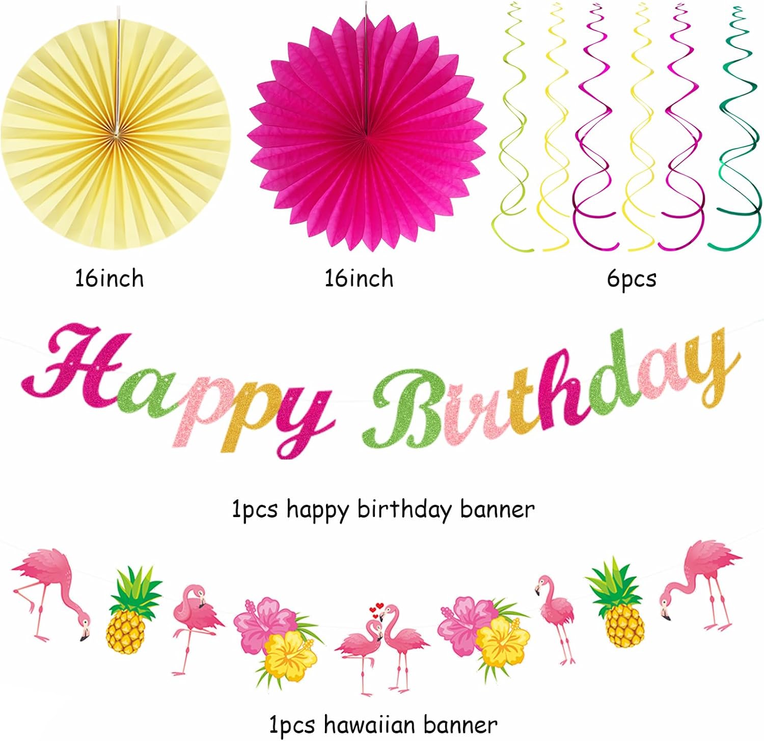 Hawaiian Luau Birthday Decorations 21pcs Set