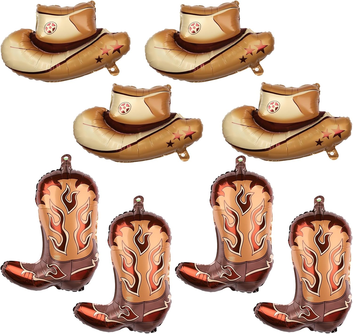 8pcs Western Themed Party Balloons - Cowgirl Hat Boot Decor