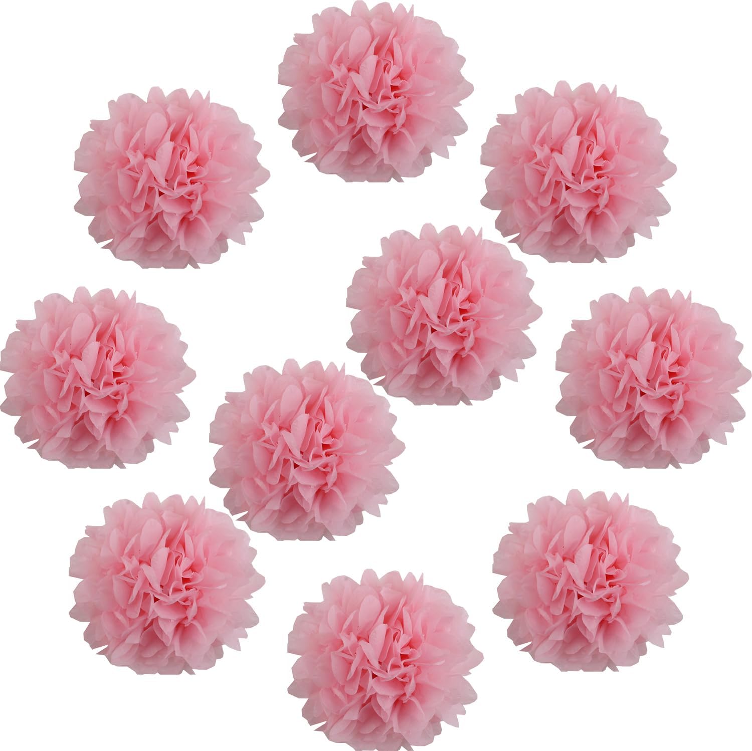 10pcs Pink Tissue Paper Pom Poms for Decorations