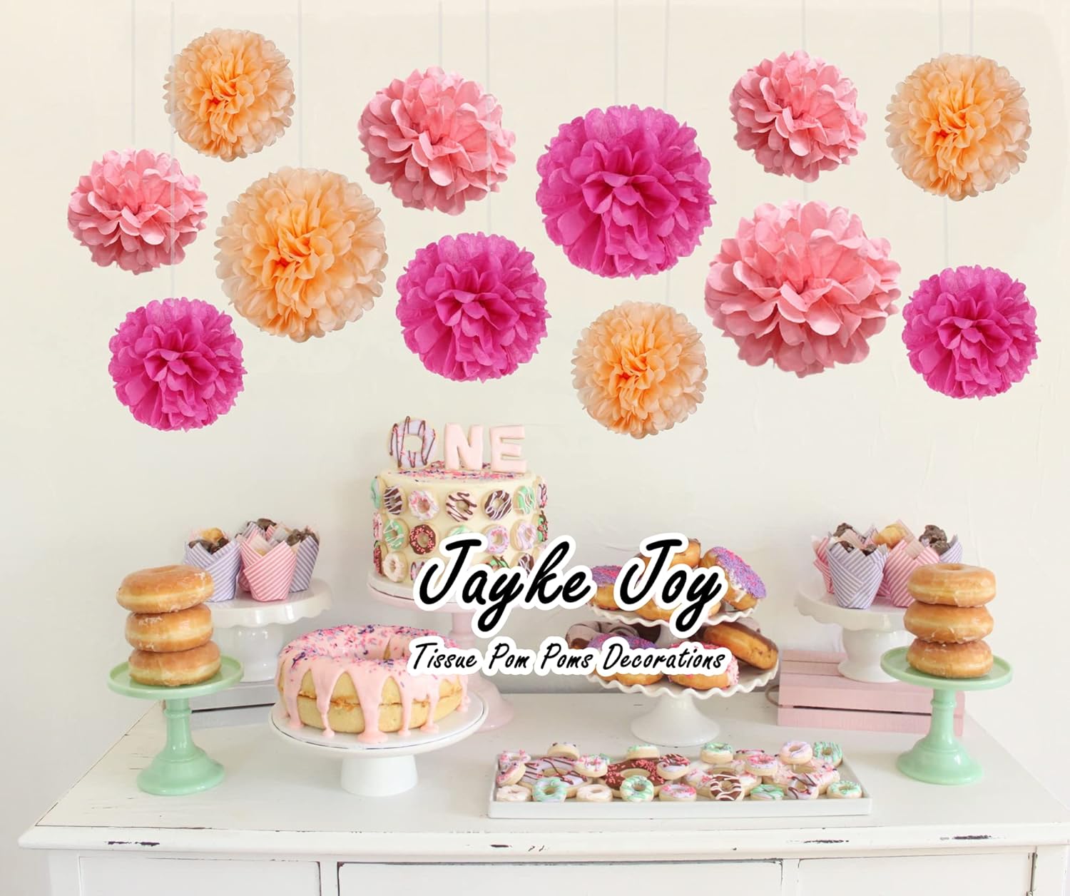 12 Pcs Pink Tissue Paper Pom Poms Kit