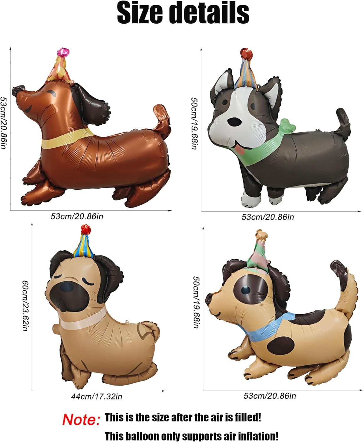4PCS Animal Dog Balloons for Dog Themed Parties