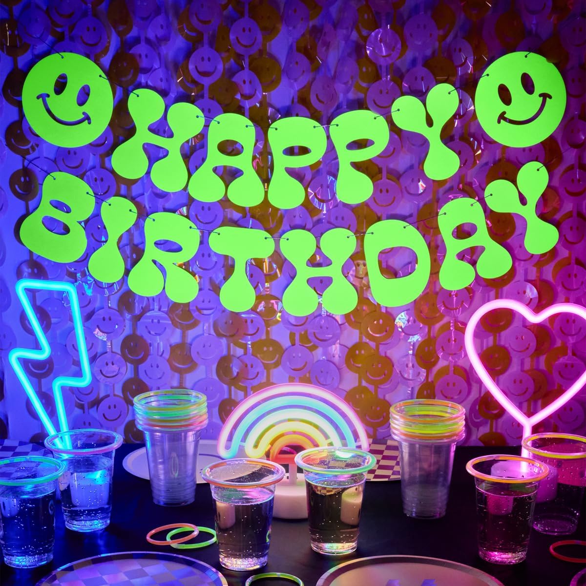 Xo Fetti Happy Birthday Neon Banner 5 Ft