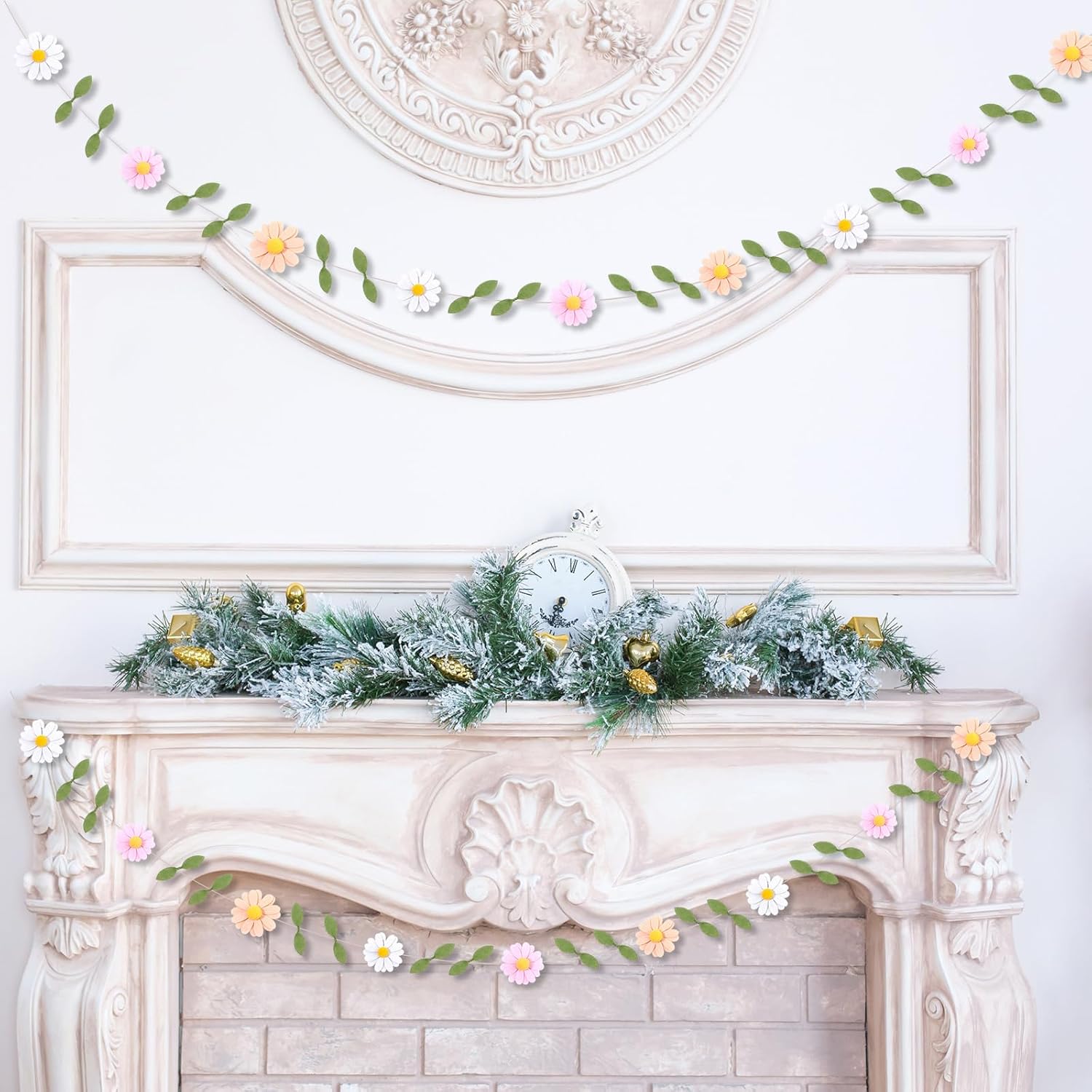Janinka Daisy Felt Banner Garland for Parties and Birthdays