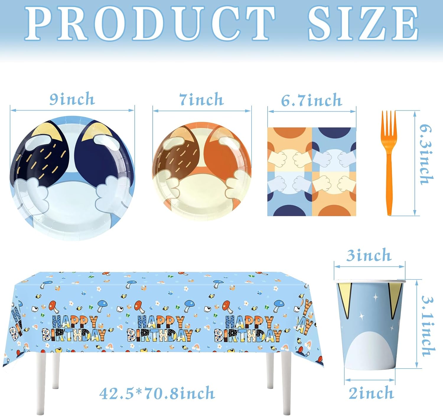 102 PCS Blue Dog Party Tableware Set