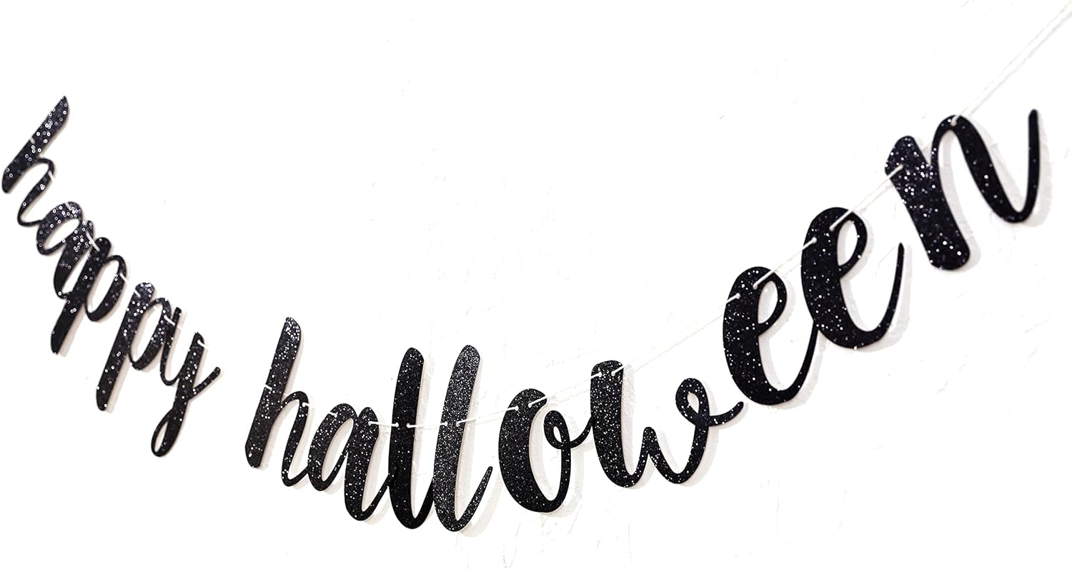 Happy Halloween Black Banner - Party Decoration