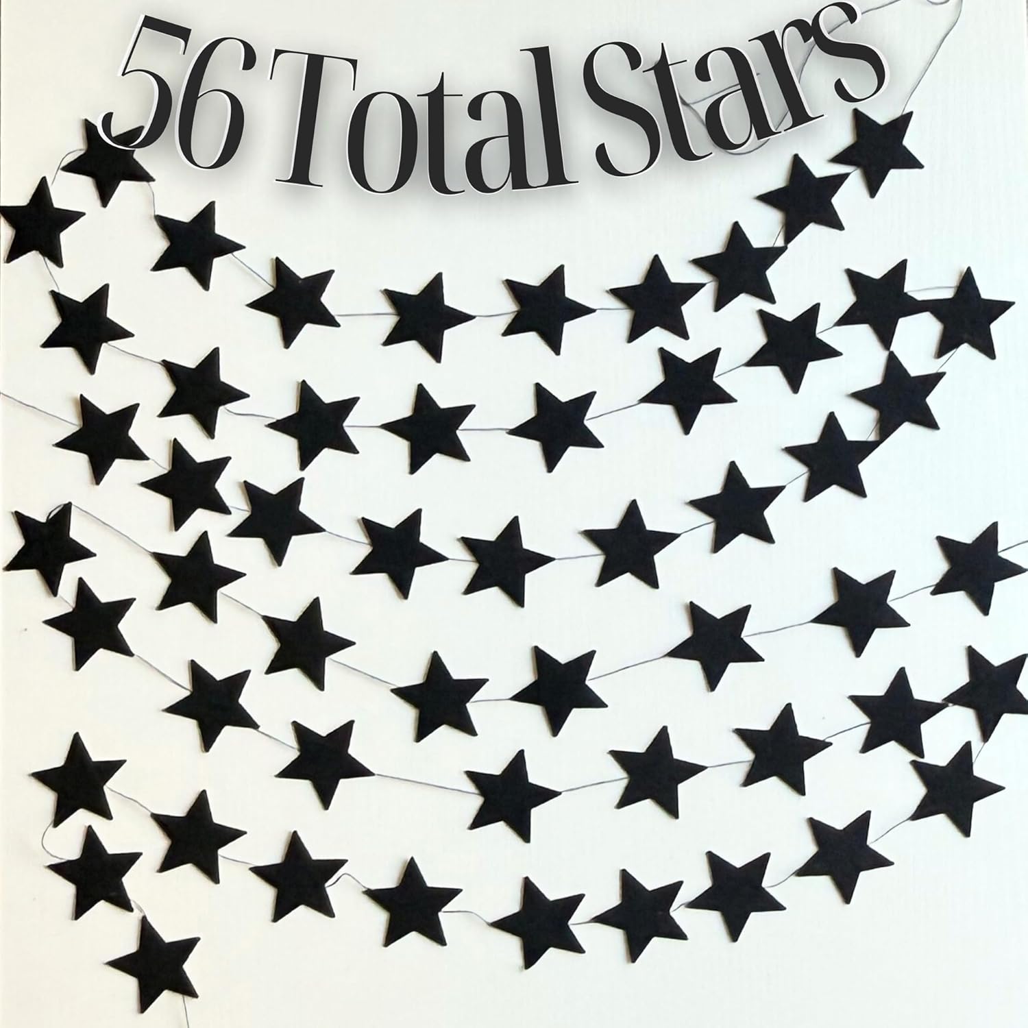 Black Felt Star Garland 2 Banners 12 Feet Prestrung
