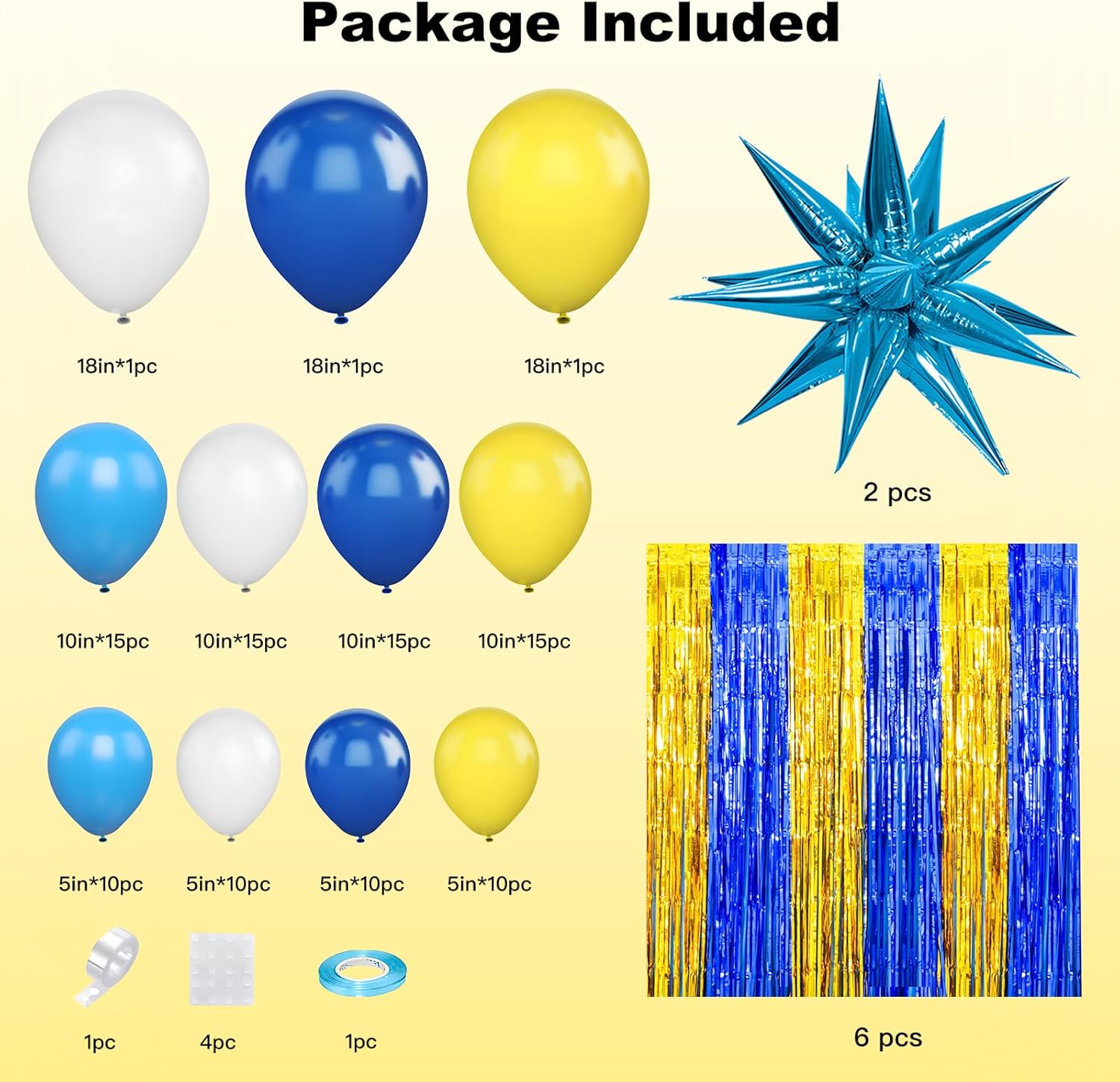 Yellow Blue White Balloon Arch Kit for Kids Parties