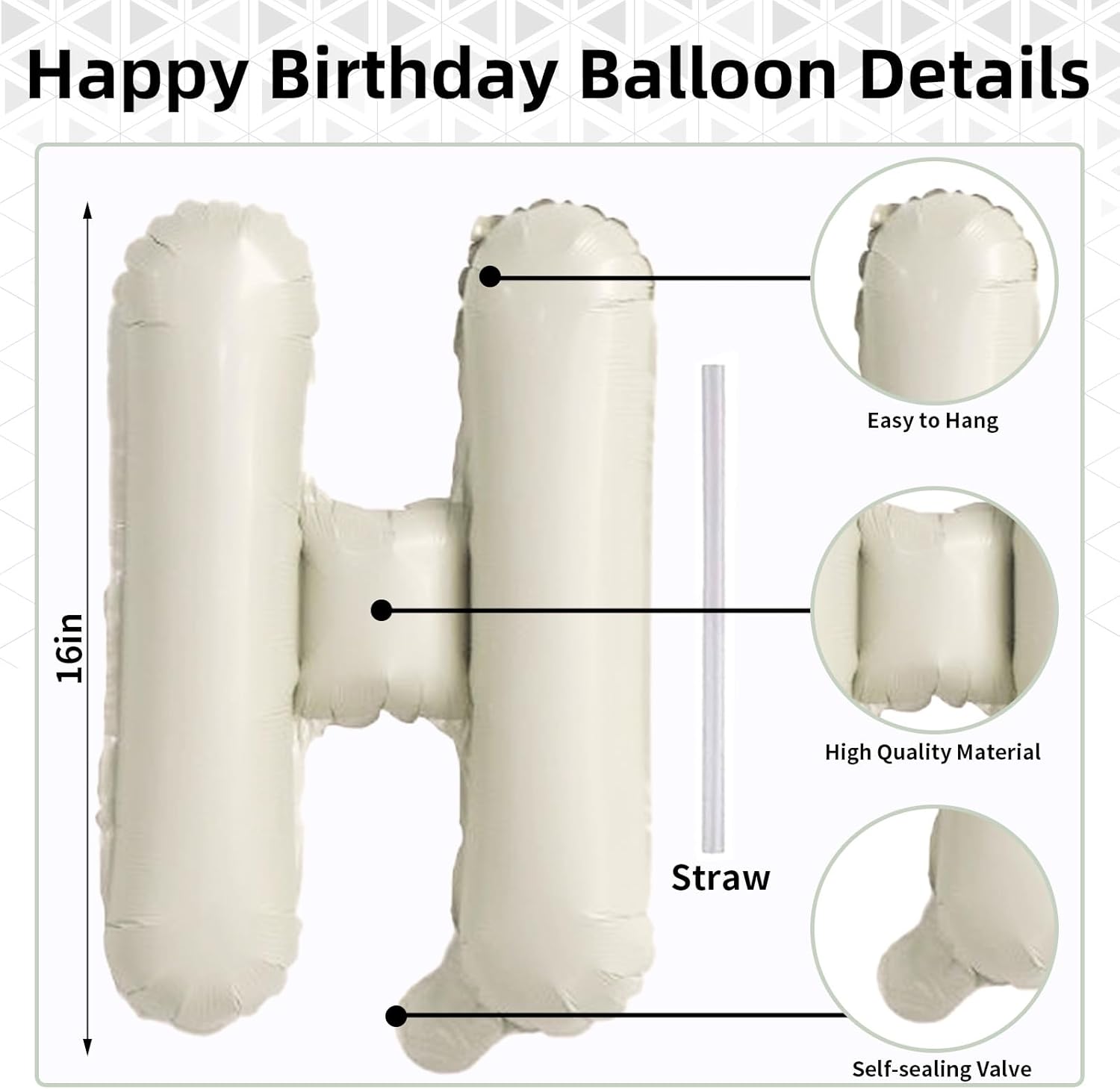 Cream Happy Birthday Balloon Banner Set 16 Inch 13pcs Foil Balloons