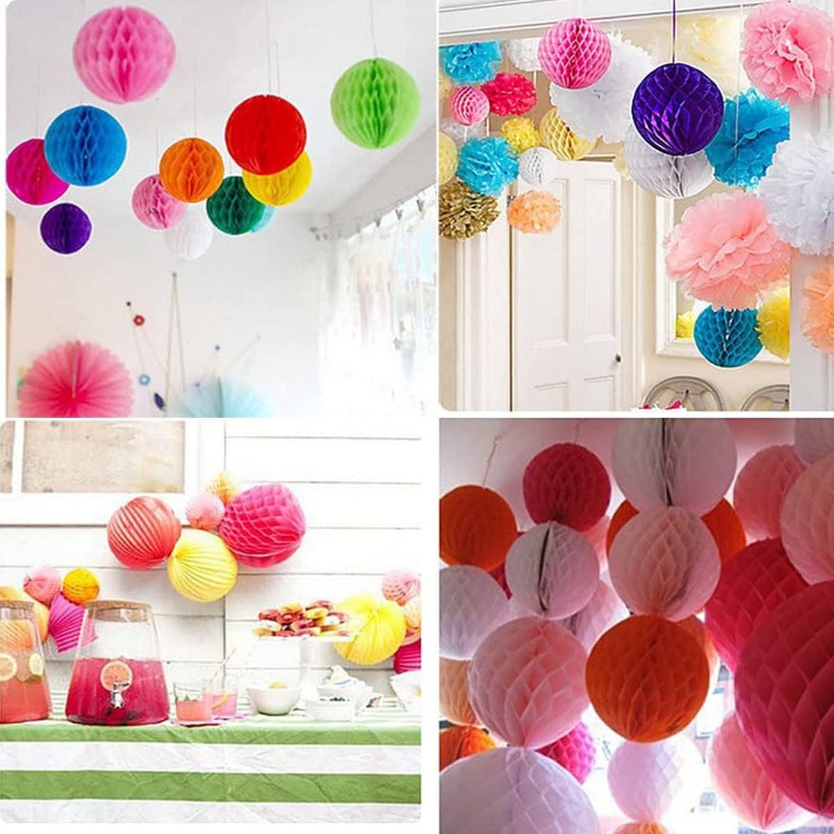 Yangeey 12pcs Honeycomb Ball Decorations Pink Kit