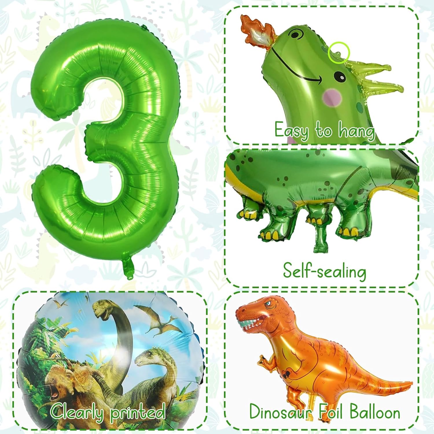 Dinosaur 3rd Birthday Decorations With 40 Inch Balloons