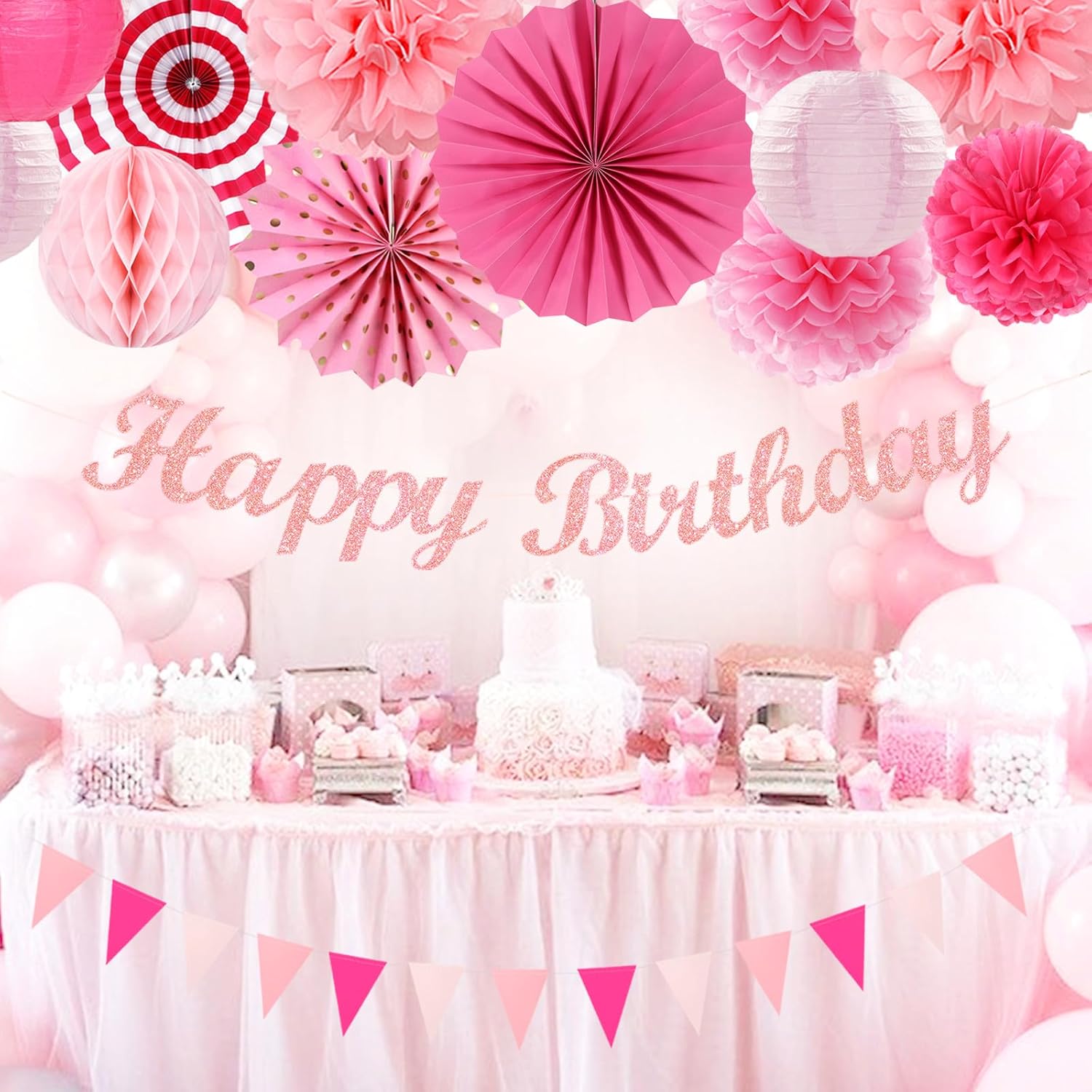Rose Hot-Pink Party Decorations 20pcs Kit